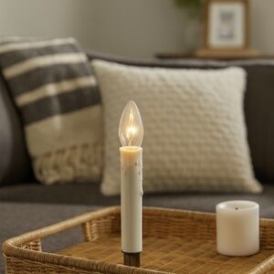 🕯️ Holiday Time 2 Pewter Candle Lamps – Clear Bulbs – Indoor Use